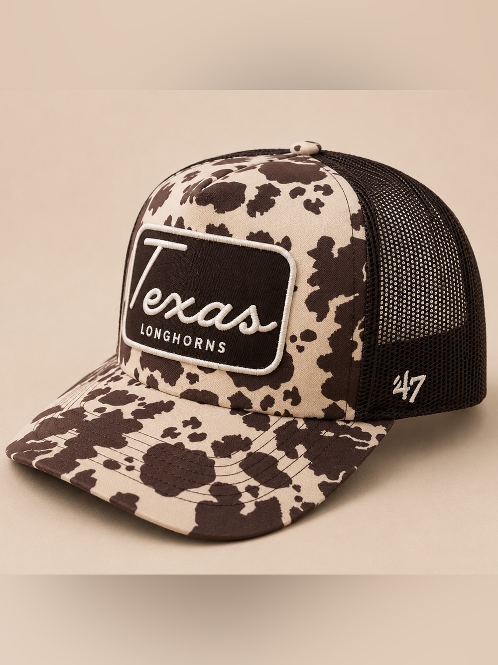 '47 Texas Longhorns Cowhide Print Trucker Hat - Picture 3 of 6